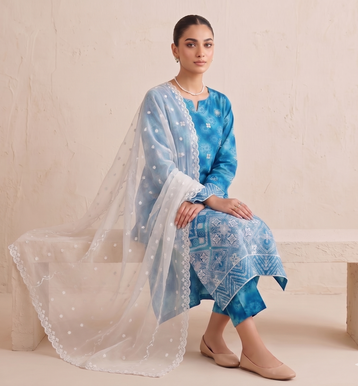 3 PIECE - LUXURY CHICKENKARI LAWN SUIT SCV2-232 - TANIAZE