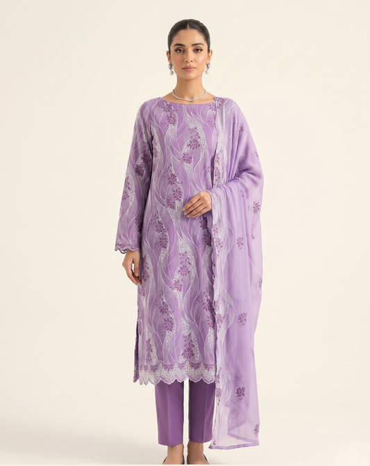 LAWN CHICKENKARI 3PC CHIFFON DOPATTA