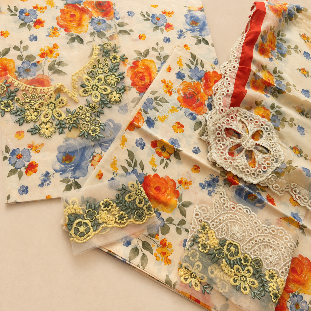 BAROQUE LUXURY LAWN 3PC CHIFFON DOPATTA