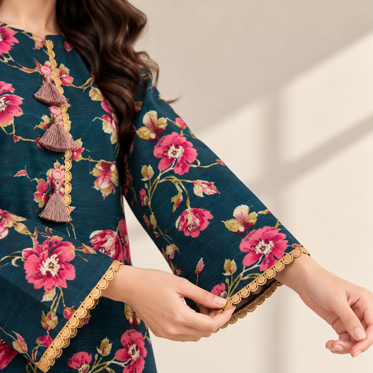 Printed Khaddar Stitched 2-Piece Suit | Style 02 — product photograph 3 | TANIAZE