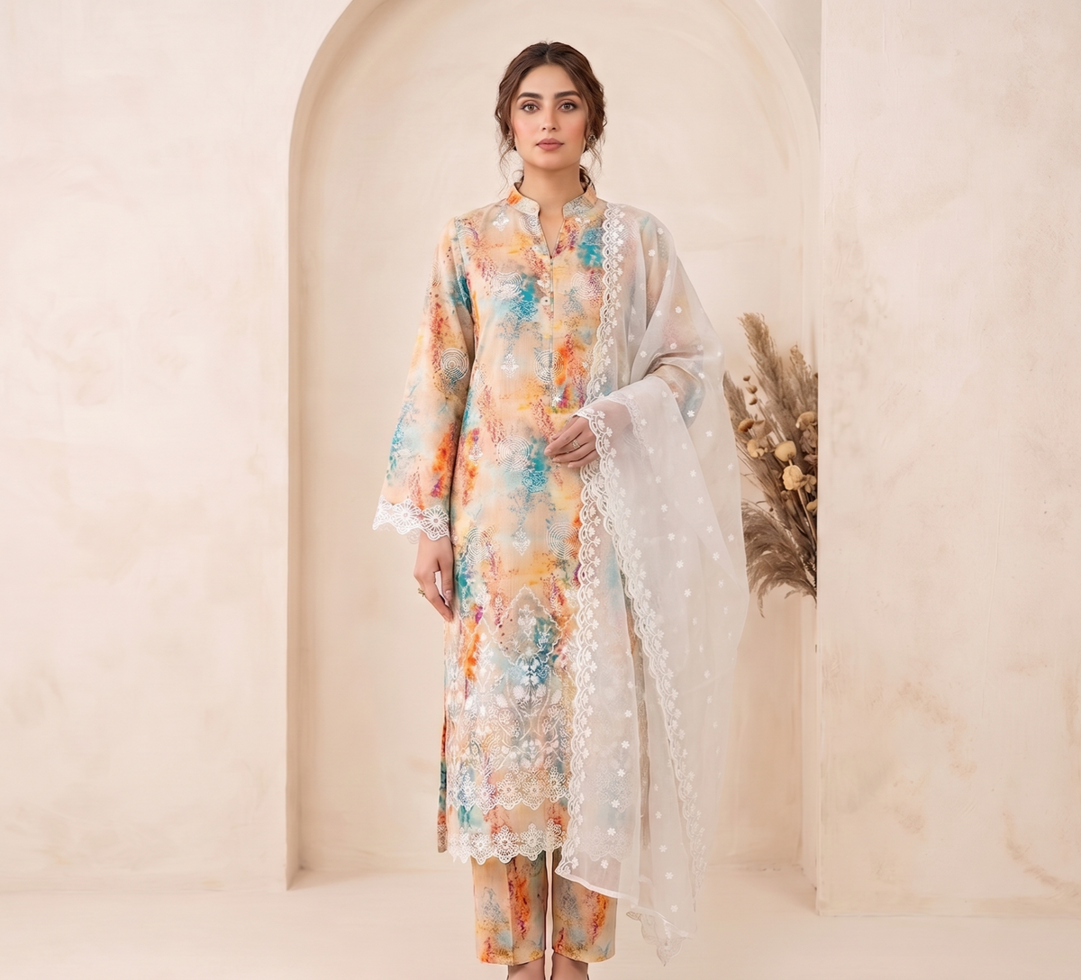3 PIECE - LUXURY CHICKENKARI LAWN SUIT SCV2-230 - TANIAZE