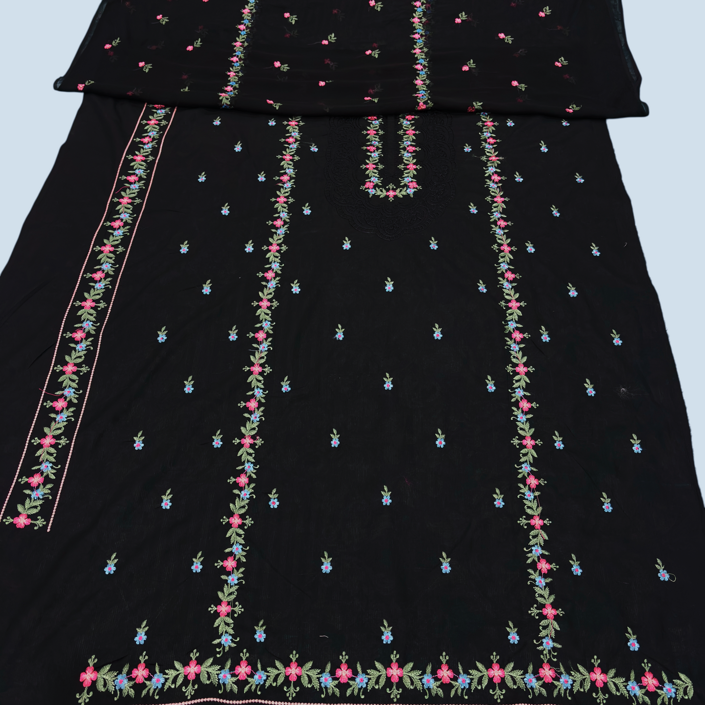 LAWN EMBROIDERED 3PC CHIFFON DOPATTA - TANIAZE