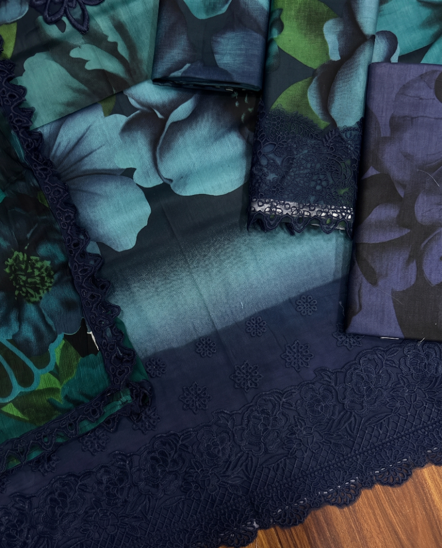 BAROQUE LUXURY LAWN 3PC CHIFFON DOPATTA - TANIAZE