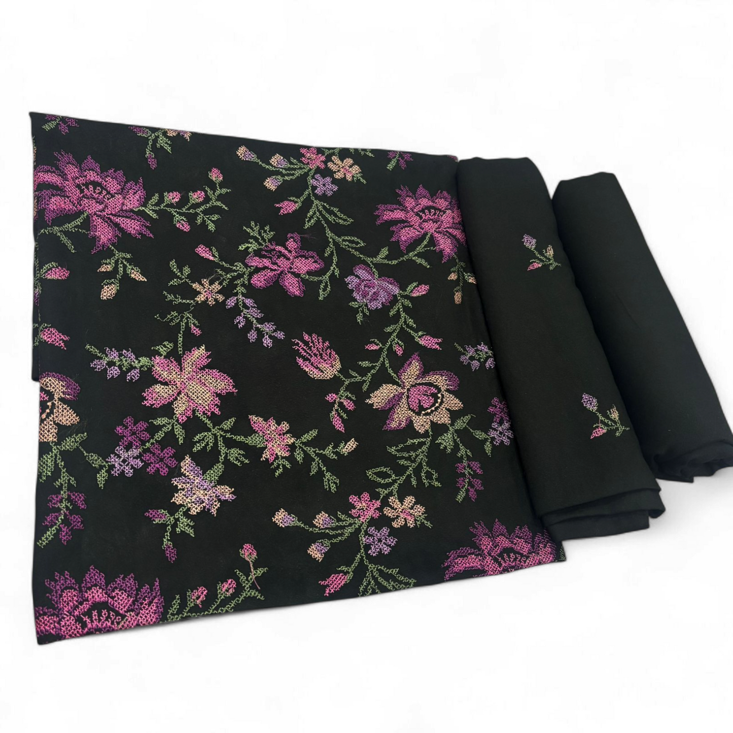 KARANDI EMBROIDERED 2-PIECE WKU-905 BLACK - TANIAZE
