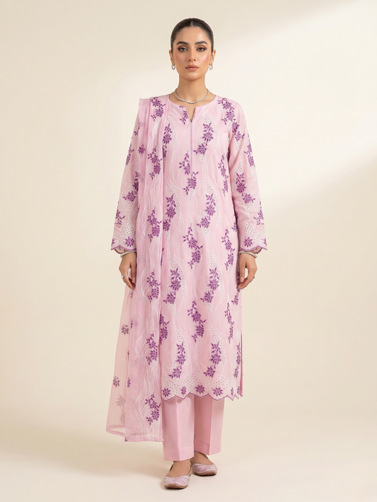 LAWN CHICKENKARI 3PC CHIFFON DOPATTA