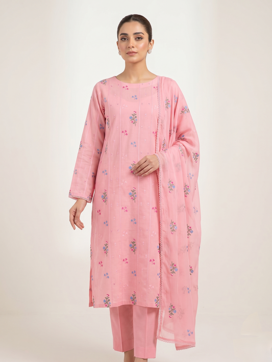 LAWN EMBROIDERED 3PC CHIFFON DOPATTA