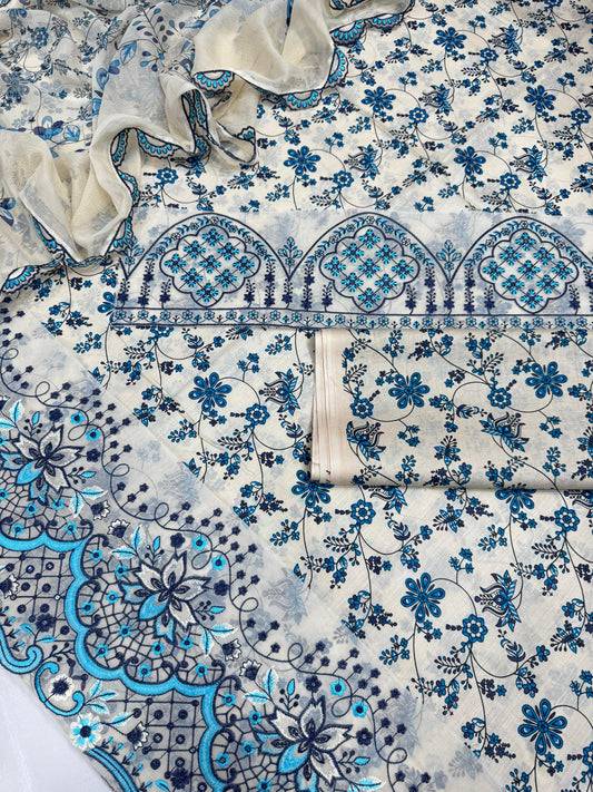 FAIZA SAQLAIN LUXURY LAWN 3PC CHIFFON DOPATTA