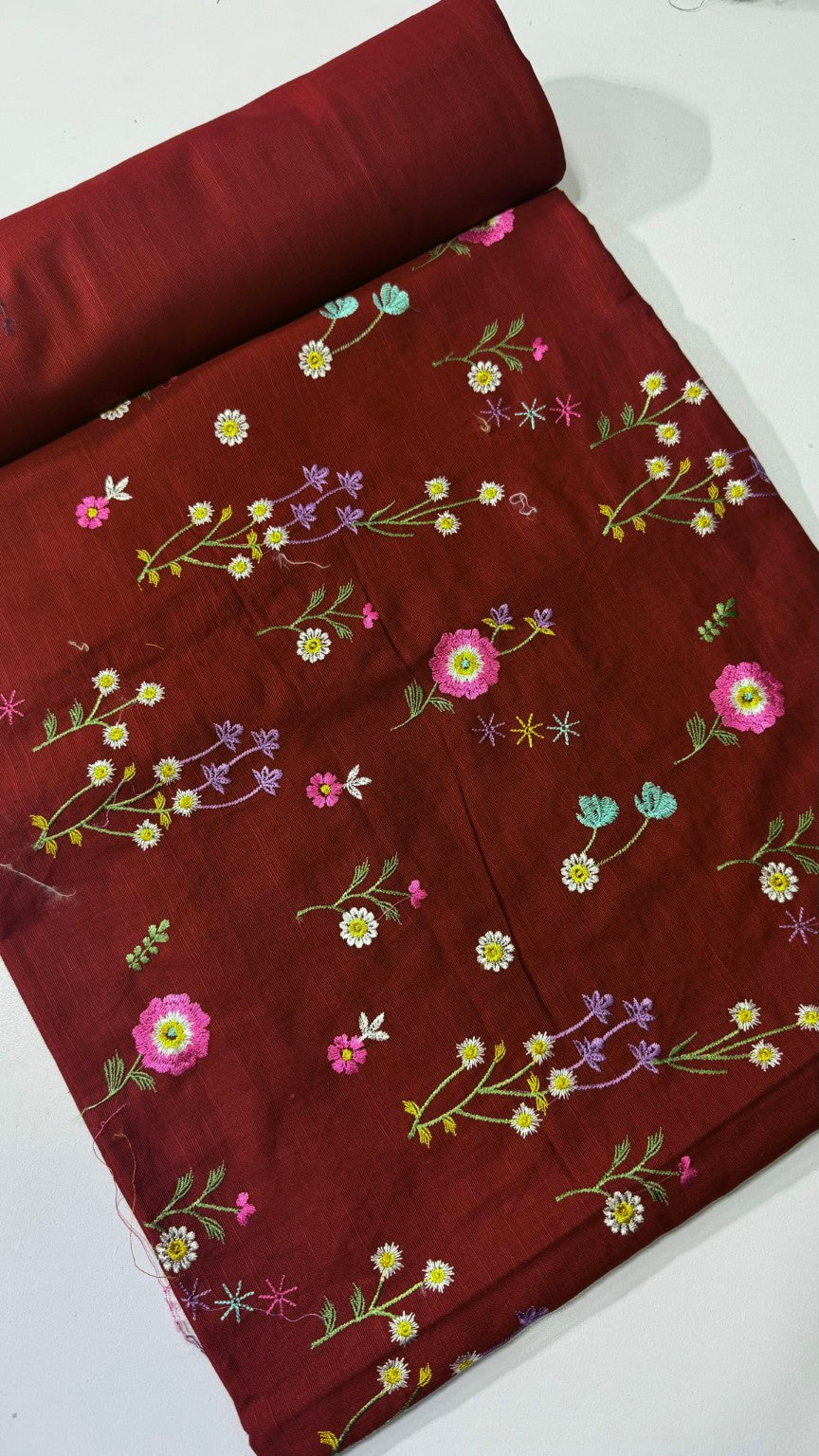 Maroon Khaddar Embroidered 2-Piece Suit – Design 10107 | TANIAZE