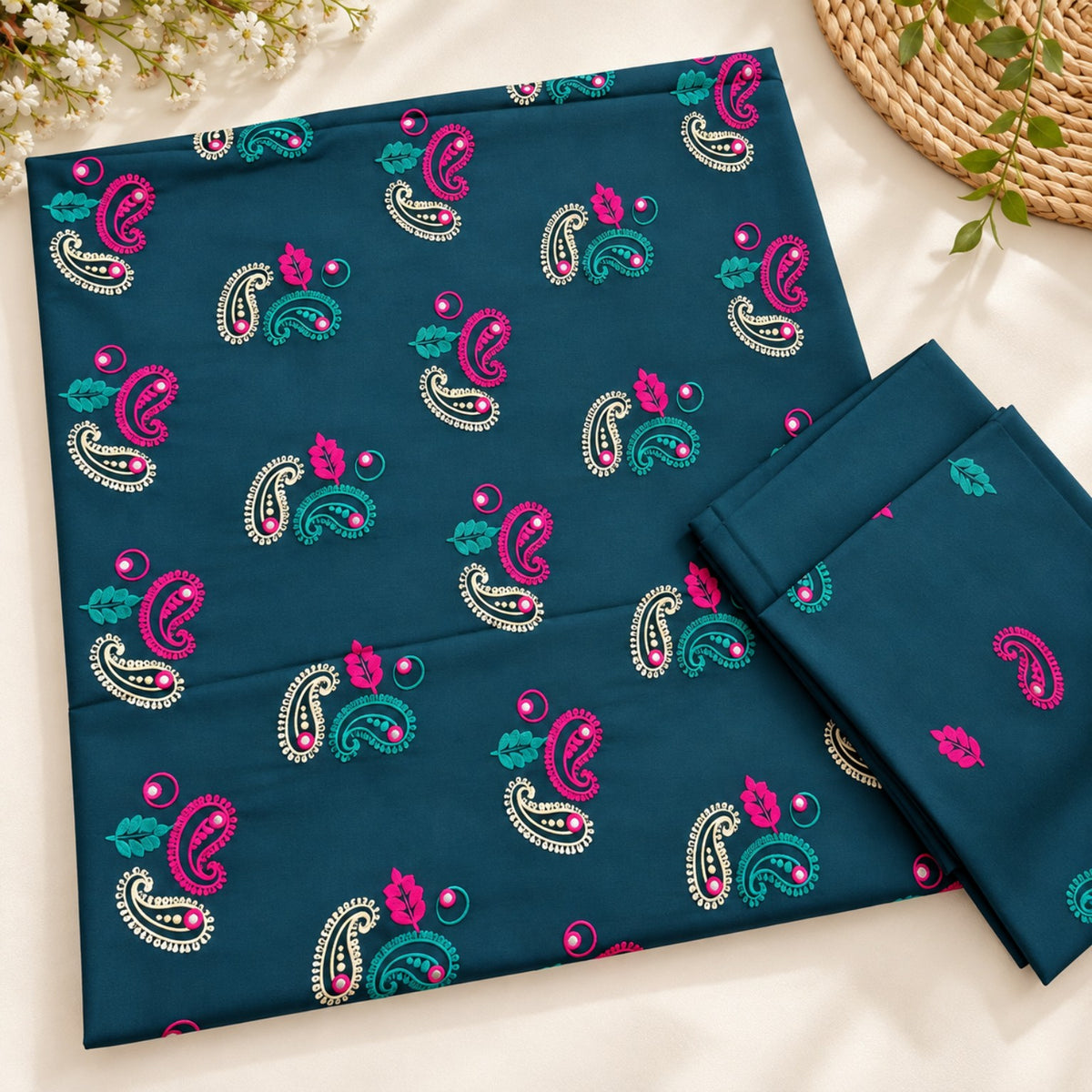 Zinc Blue Karandi Embroidered 2-Piece Suit – TZAJ-2410 | TANIAZE