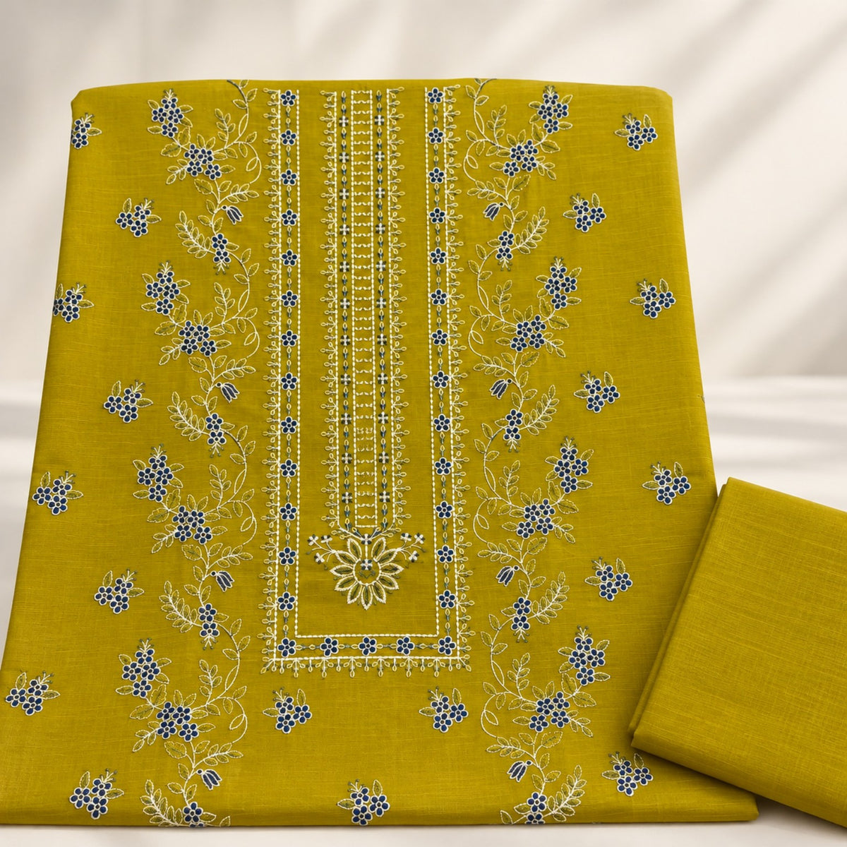 Mustard Yellow Khaddar Embroidered 2-Piece Suit – Design 10104 | TANIAZE