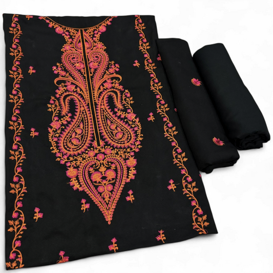 KARANDI EMBROIDERED 2-PIECE BLACK WKU-141