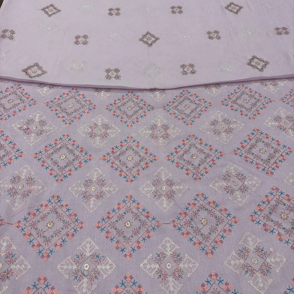 Lavender Grey women's unstitched Karandi embroidered 3-piece suit WKU-199 by TANIAZE