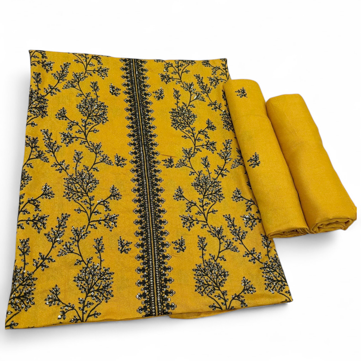 Mustard women's unstitched Karandi embroidered 2-piece suit WKU-118 by TANIAZE