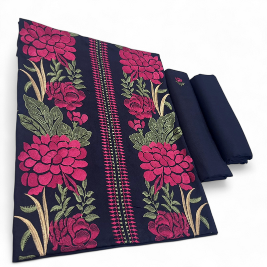 KARANDI EMBROIDERED 2-PIECE WKU-961 NAVY BLUE