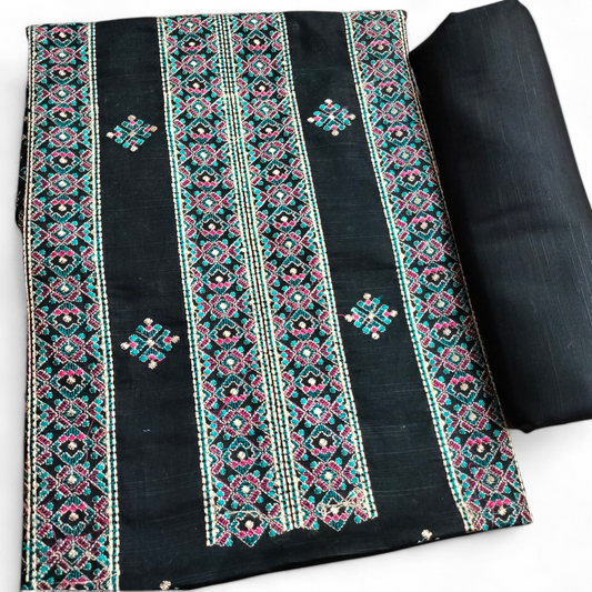 KHADDAR EMBROIDERED 2PC (black) - TANIAZE