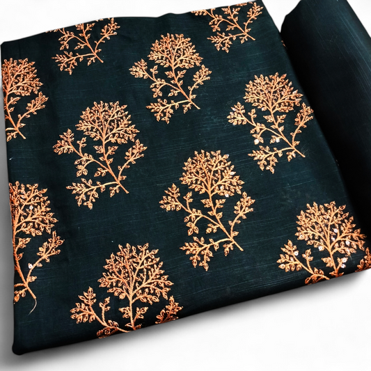 KHADDAR EMBROIDERED 2PC (black) - TANIAZE
