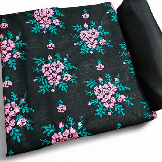 KHADDAR EMBROIDERED 2PC ( black) - TANIAZE