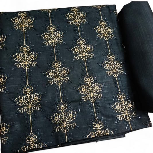 KHADDAR EMBROIDERED 2PC (black) - TANIAZE
