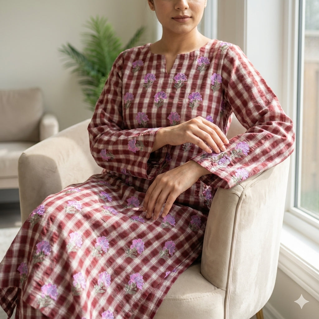 2 PIECE - TEXTURED EMBROIDERED LAWN SUIT SCV2-220