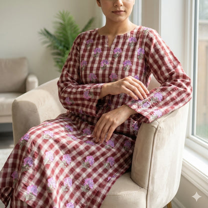 2 PIECE - TEXTURED EMBROIDERED LAWN SUIT SCV2-220