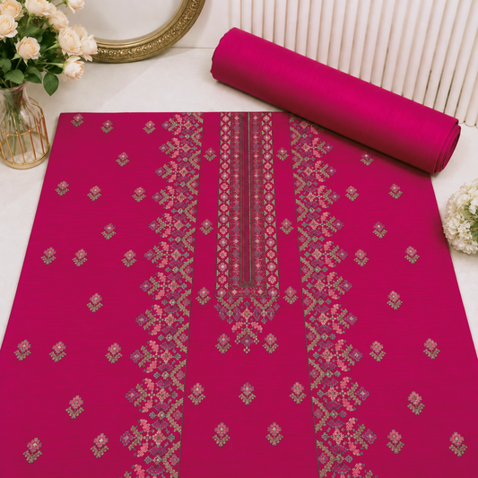 Hot Pink Khaddar Embroidered 2-Piece Suit – Design 274