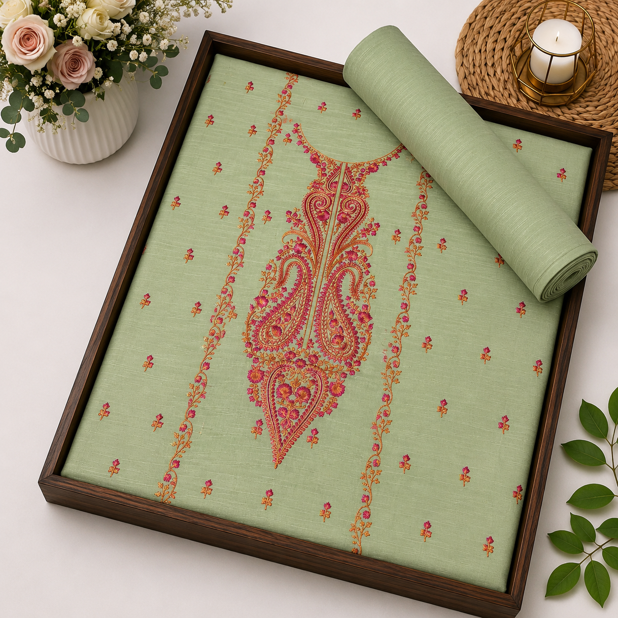 KHADDAR EMBROIDERED 2PC