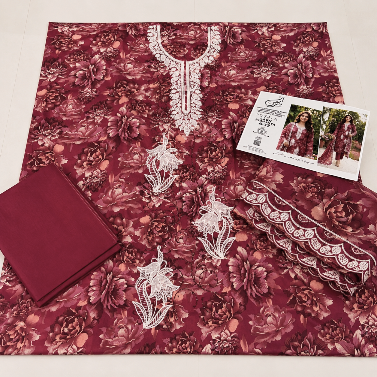 Anzish lawn embroidered 3pc
