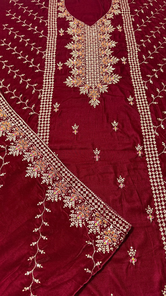 VELVET EMBROIDERED 3-PIECE TZAJ-226
