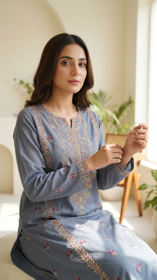 2 PIECE - EMBROIDERED LAWN SUIT SCV1-1808