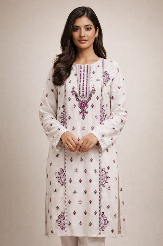 2 PIECE - EMBROIDERED LAWN SUIT SV1-153