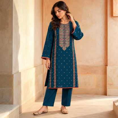 Embroidered Karandi Stitched 2-Piece | WKS-20