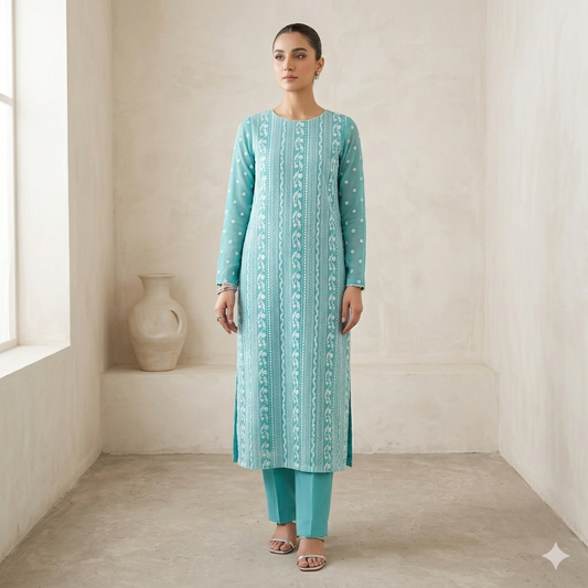2 PIECE - EMBROIDERED LAWN SUIT SCV1-1805