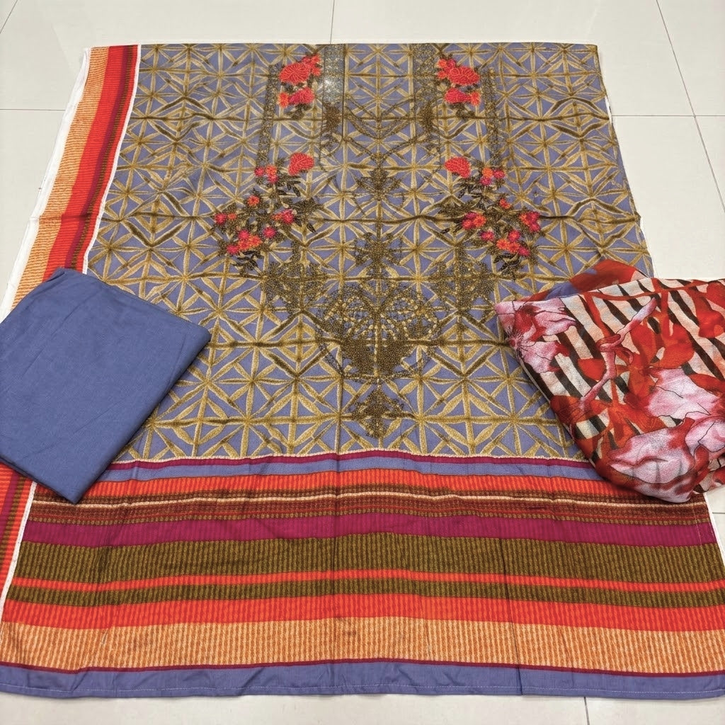 Lawn embroidered 3pc