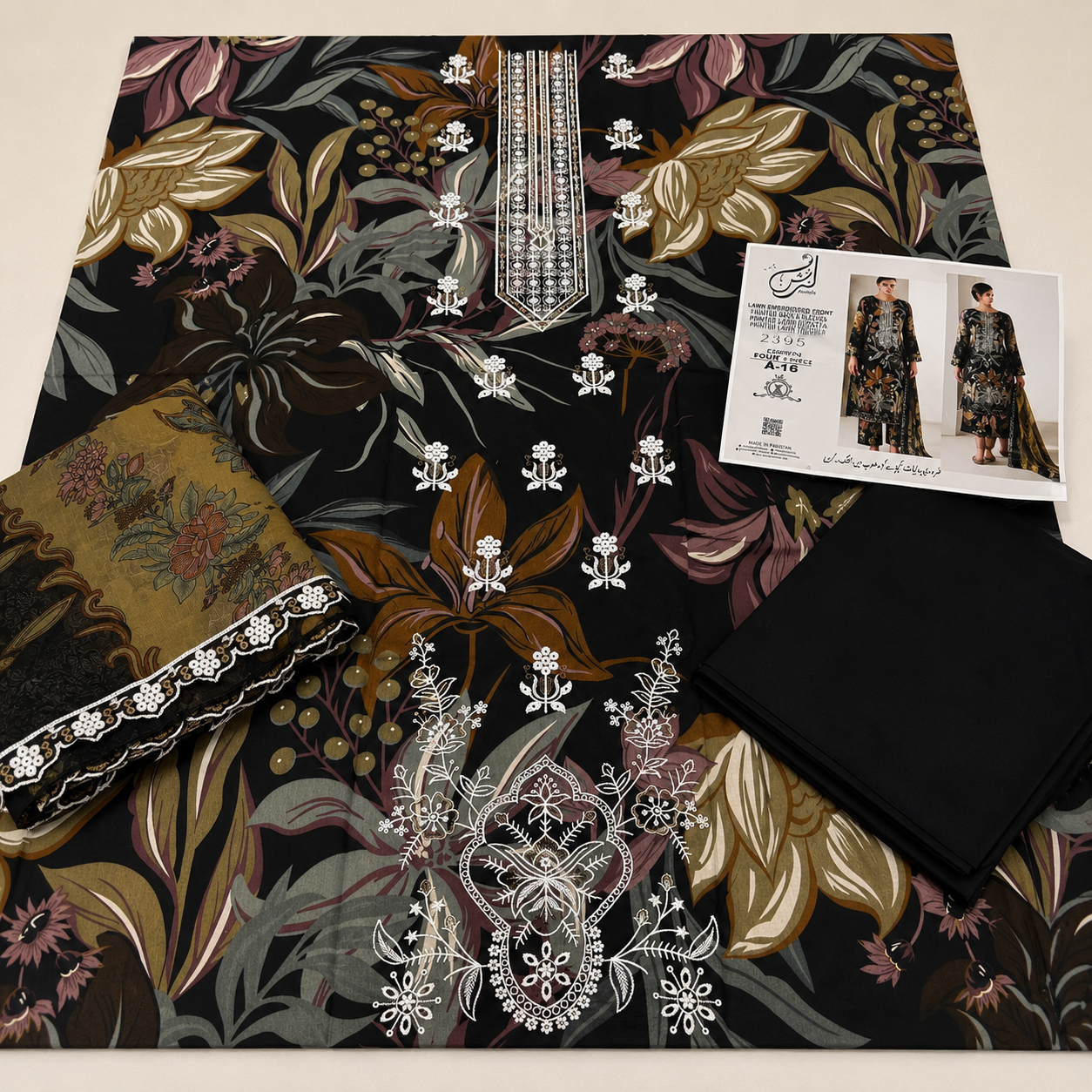 Anzish lawn embroidered 3pc