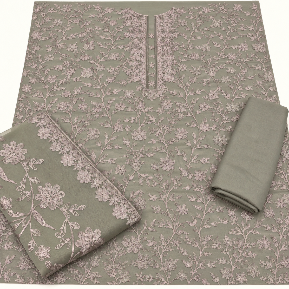 Soft Chiffon Embroidered 3-Piece Suit