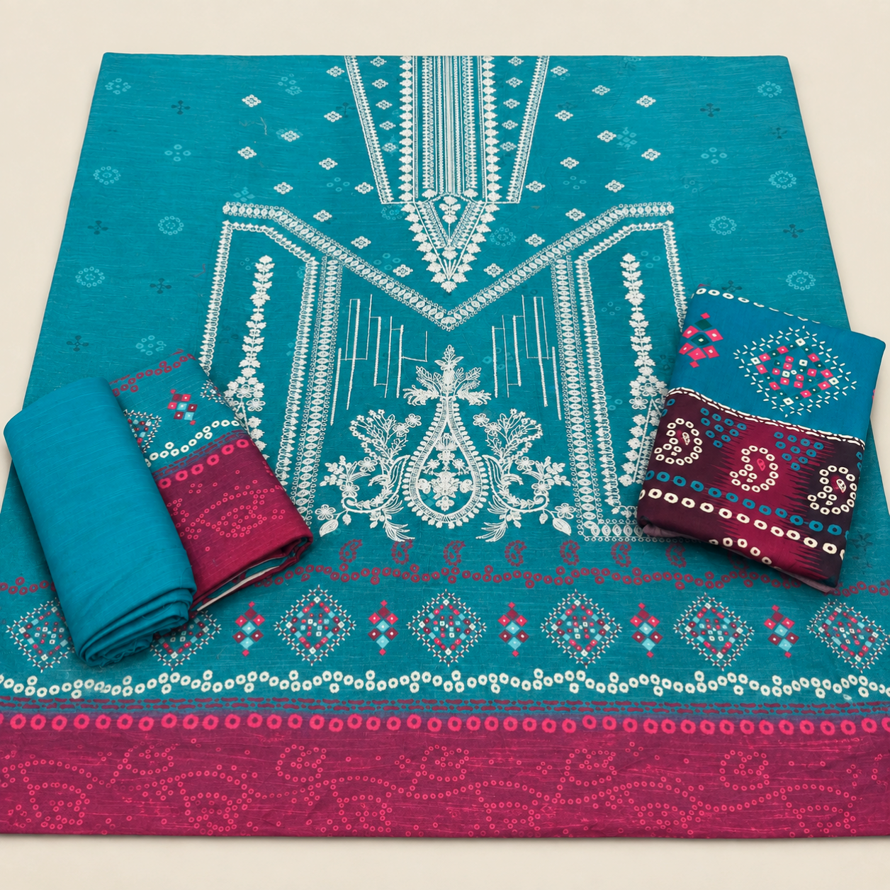 Khaddar embroidered 3pc