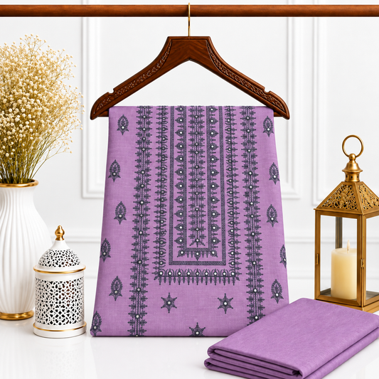 Lavender Khaddar Embroidered 2-Piece Suit – Design 226