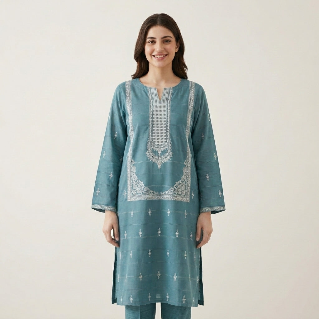 2 PIECE - PRINTED EMBROIDERED LAWN SUIT SCV2-214