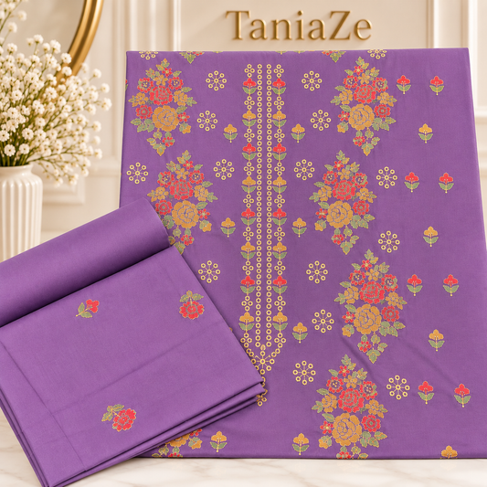 Lavender Karandi Embroidered 2-Piece Suit – TZAJ-2401