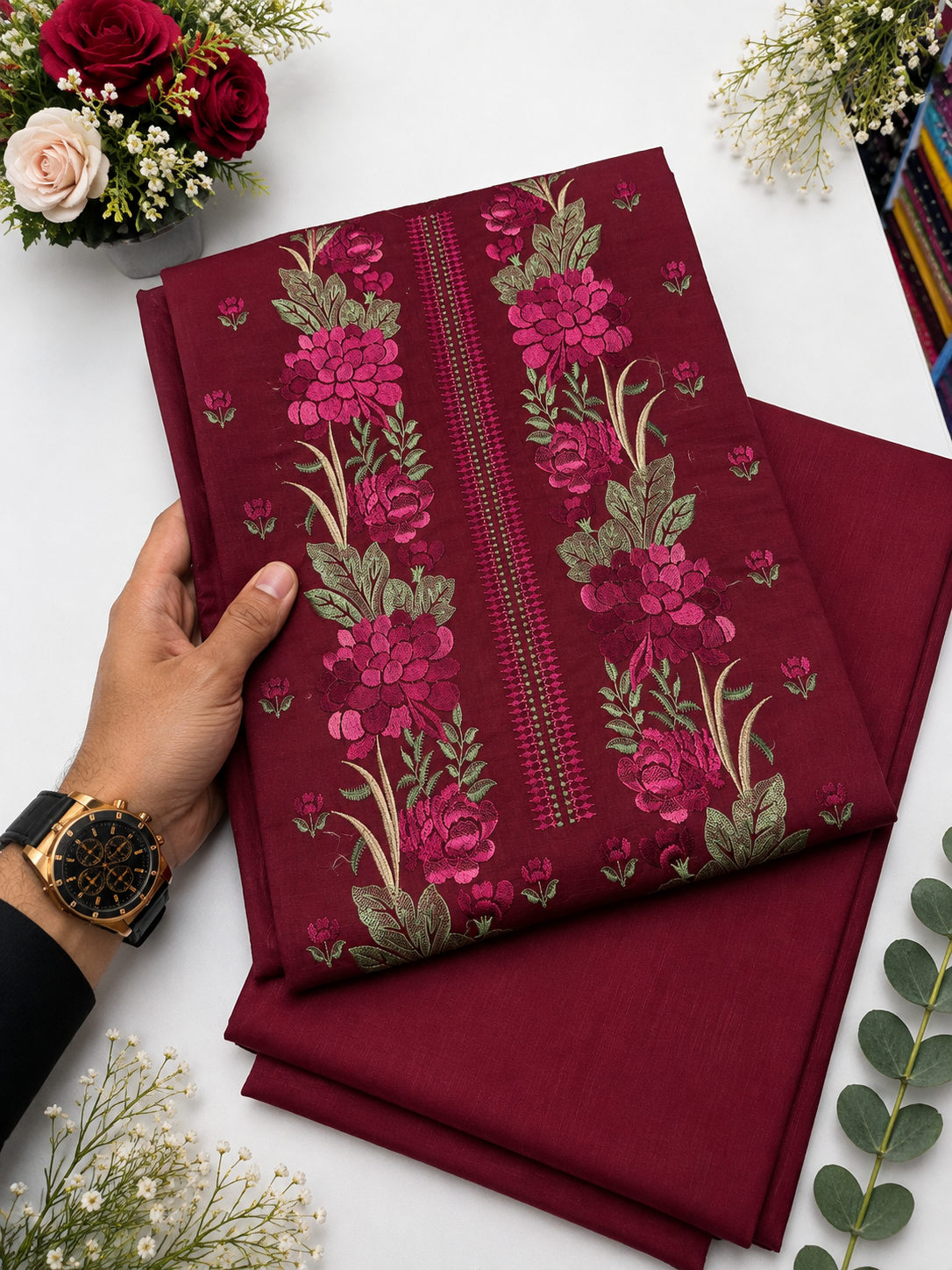 KHADDAR EMBROIDERED 2PC
