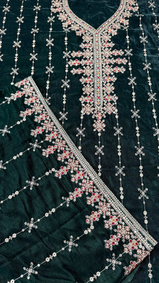 VELVET EMBROIDERED 3-PIECE TZAJ-257