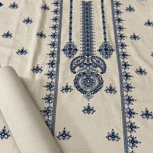Off-White Khaddar Embroidered 2-Piece Suit – Design 190