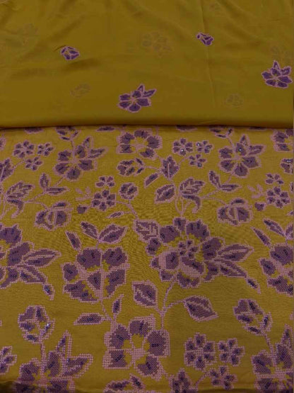 Mustard Yellow women's unstitched Karandi embroidered 3-piece suit TZAJ-182 by TANIAZE
