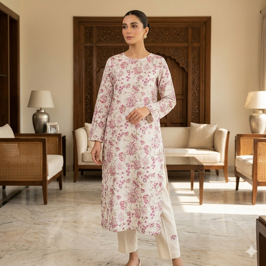 2 PIECE - EMBROIDERED LAWN SUIT SCV1-1751