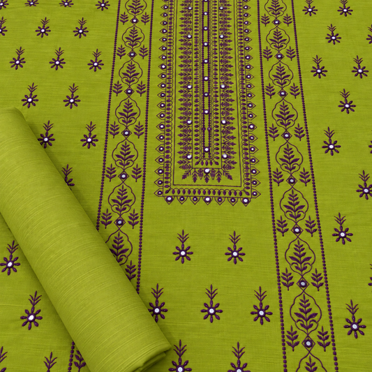 Lime Green Khaddar Embroidered 2-Piece Suit – Design 187