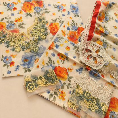 BAROQUE LUXURY LAWN 3PC CHIFFON DOPATTA