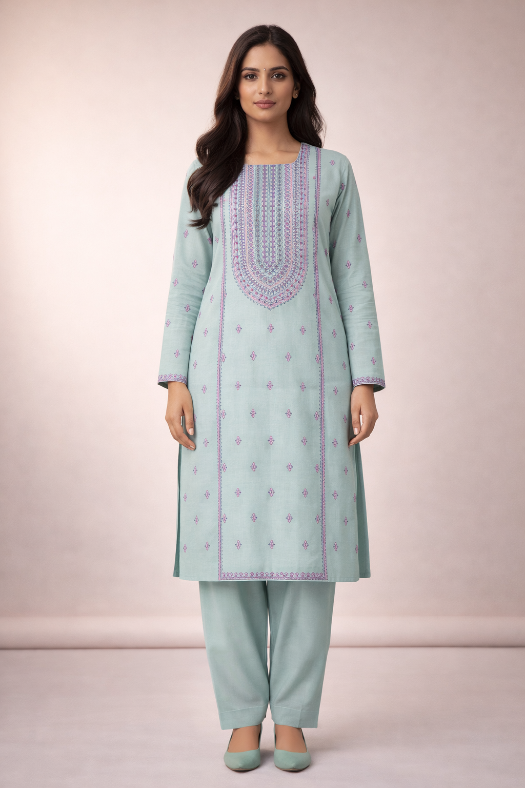 2 PIECE - EMBROIDERED LAWN SUIT SCV1-1518