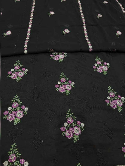 Black women's unstitched Karandi embroidered 3-piece suit TZAJ-202 by TANIAZE