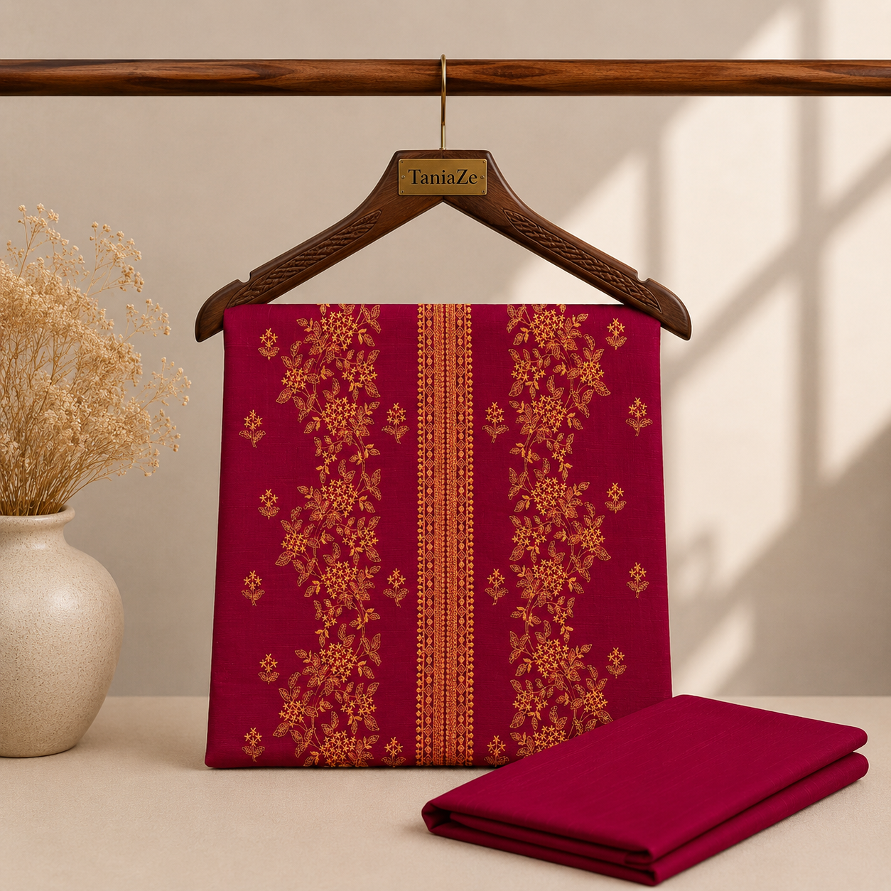 KHADDAR EMBROIDERED 2PC