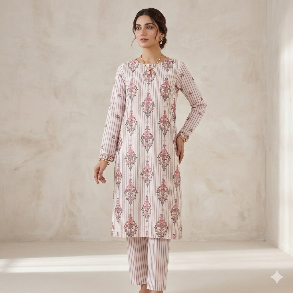 2 PIECE - PRINTED EMBROIDERED LAWN SUIT SCV2-221